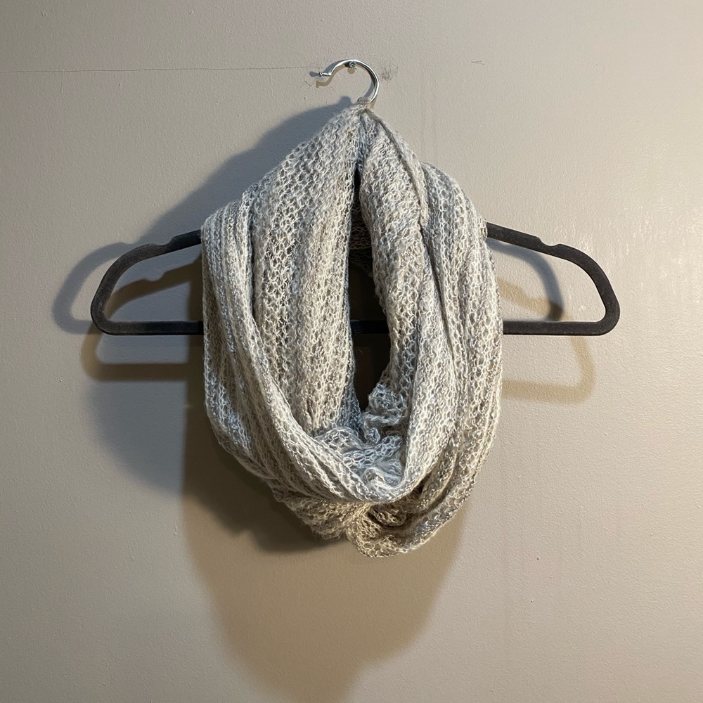 Grey and White Infinity Scarf